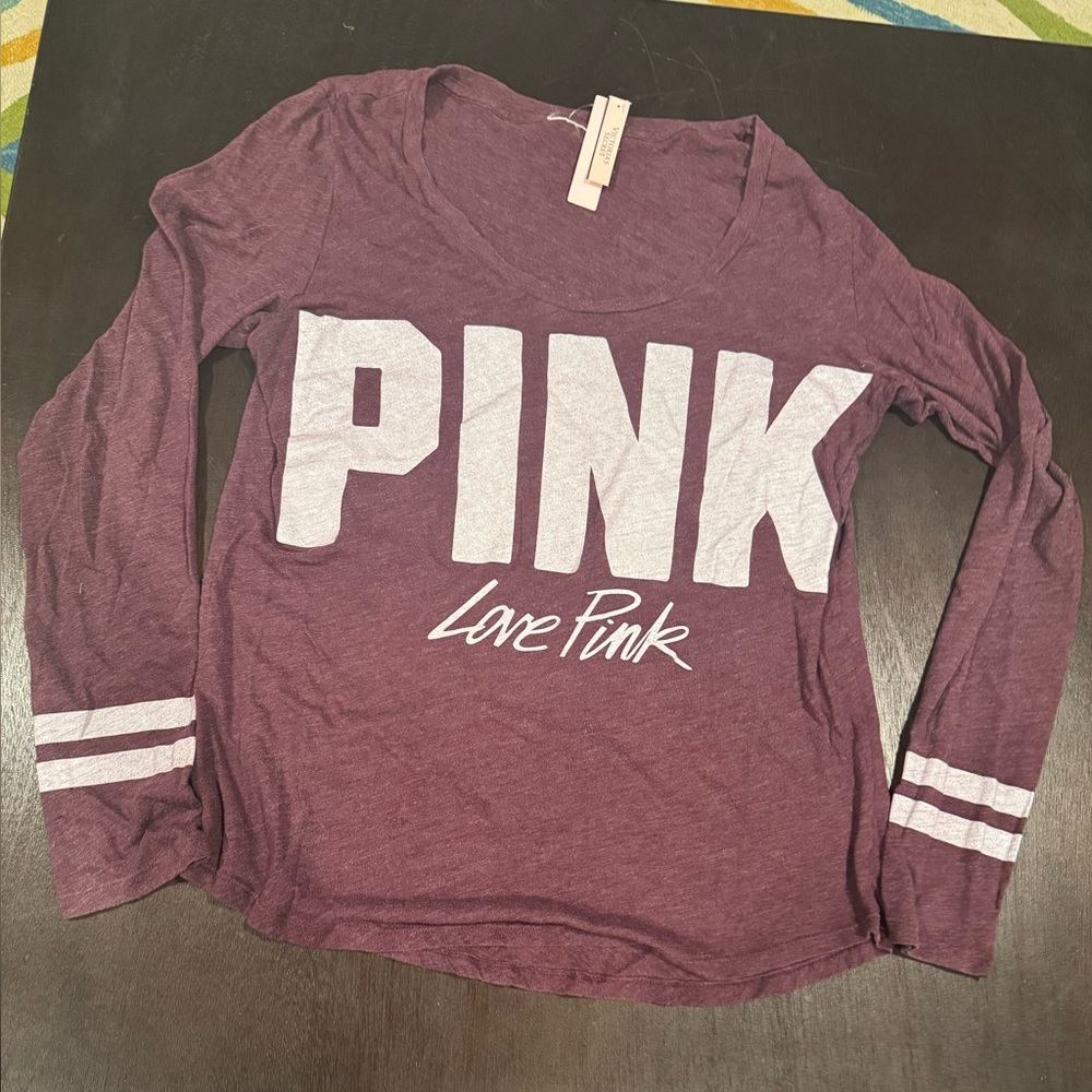 Victoria's Secret Long Sleeve Tee - Purple and White
